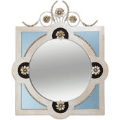 Square decorative mirror with flowers
